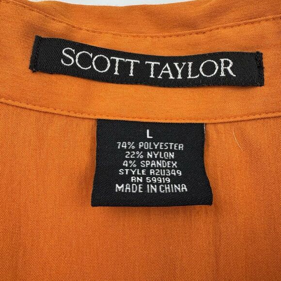 Scott Taylor Orange Button Up Shirt Womens Large 3/4 Sleeve Stretch Career Top - Picture 3 of 8